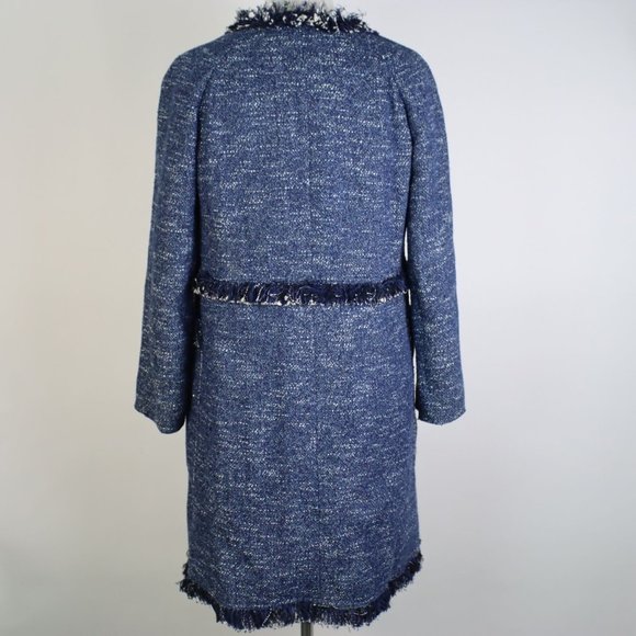 NWT Theory Womens Medium Zarafilla Tweed Coat with Fringe Hem - Picture 3 of 8